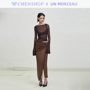 Morceau肩部细节网纱扭转上衣吊带背心半裙CHENSHOP设计师品牌