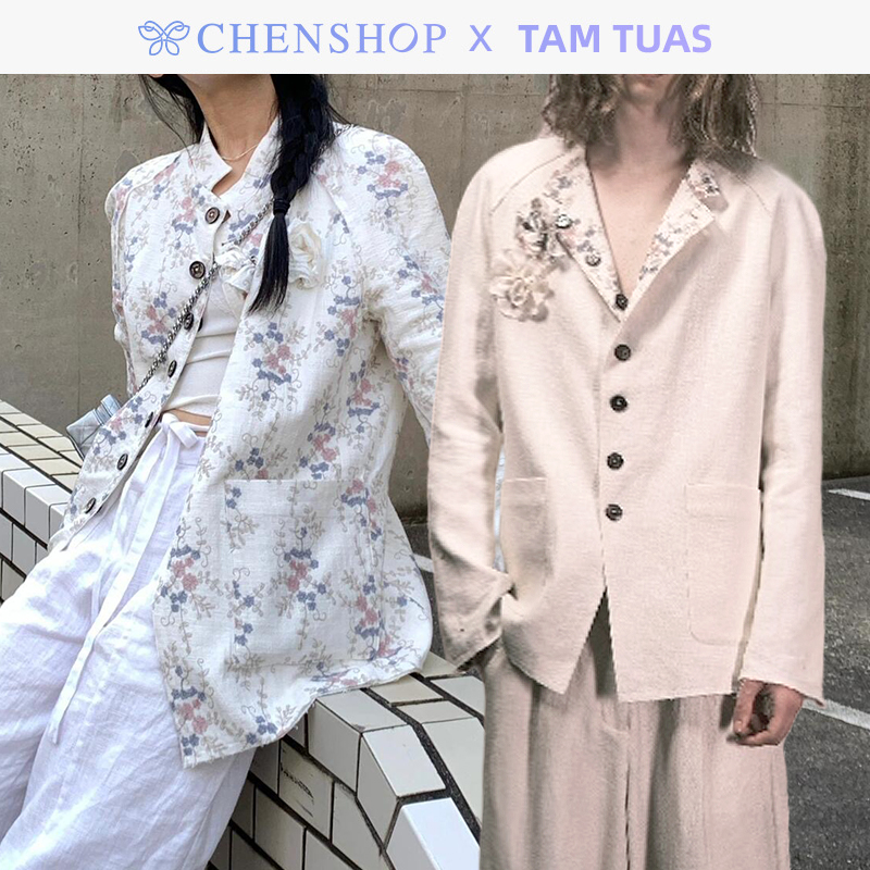 时尚栀子花刺绣双面外套