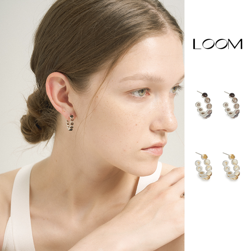 LOOM时尚简约多颗黄水晶耳环