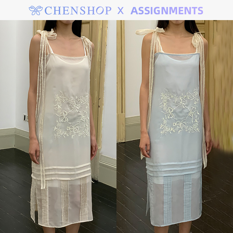 Assignments春夏新款欧根纱刺绣连衣长裙百搭CHENSHOP设计师品牌