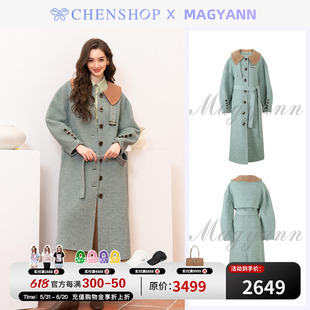 大衣外套宽松秋冬CHENSHOP设计师品牌 Magyann时尚 简约娃娃领褶袖