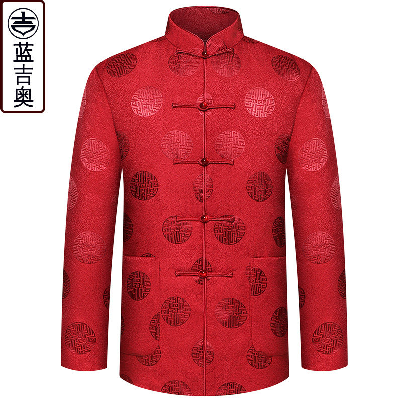 中老年唐装男真丝桑蚕丝棉袄爸爸爷爷寿星老人过寿生日衣服中国风