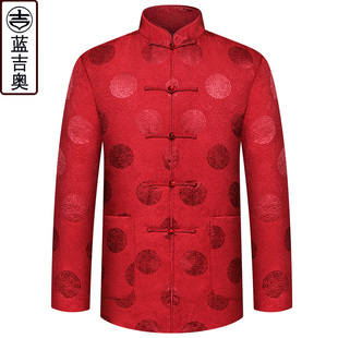 中老年唐装 男真丝桑蚕丝棉袄爸爸爷爷寿星老人过寿生日衣服中国风