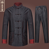 真丝桑蚕丝绸莨绸春秋季 重磅香云纱男装 唐装 喝茶服上衣中国风外套