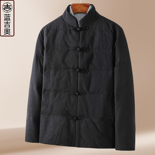 秋冬季 中山装 棉麻唐装 男装 汉服爸爸中国风棉服外套 羽绒服中式 男士