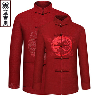 爷爷奶奶老人生日衣服中国风 棉袄结婚礼服中山装 老年人唐装 男冬季