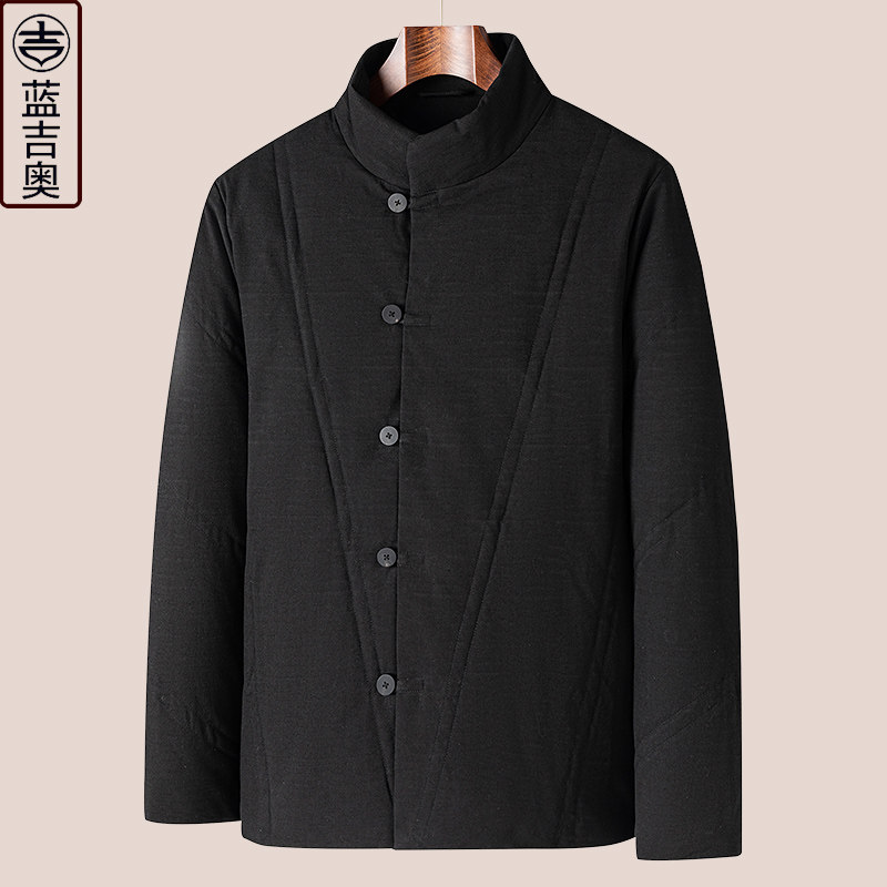 中青年男士秋冬季羽绒服立领上衣中式男装中国风羽绒夹克棉服外套