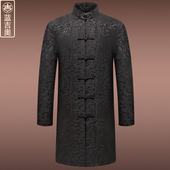 高端香云纱唐装 长袍中国风长衫 风衣棉袄男冬季 真丝桑蚕丝绸中长款