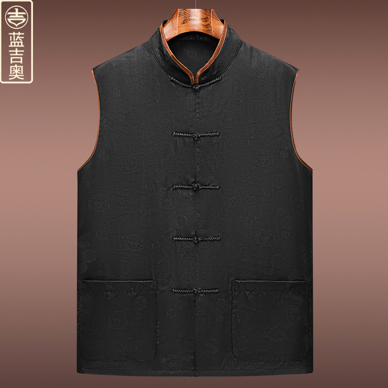 中年男士香云纱唐装马甲中国风