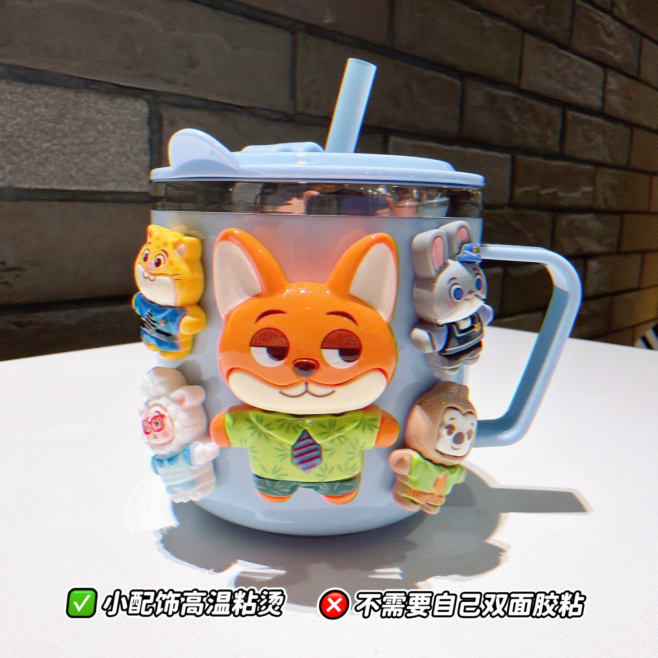 狐狸尼克牛奶杯不锈钢防摔带刻度卡通可爱公主宝宝女小孩儿童水杯