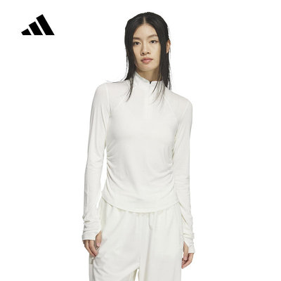 adidas阿迪达斯半拉链紧身健身服2026春女瑜伽跑步长袖T恤 KH2642