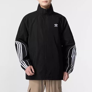 阿迪达斯三叶草立领梭织夹克男2024新款休闲运动服跑步外套JE3491