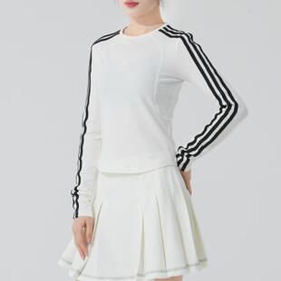 阿迪达斯女装长袖T恤2025春季新款运动休闲圆领上衣JW4643 JN0755