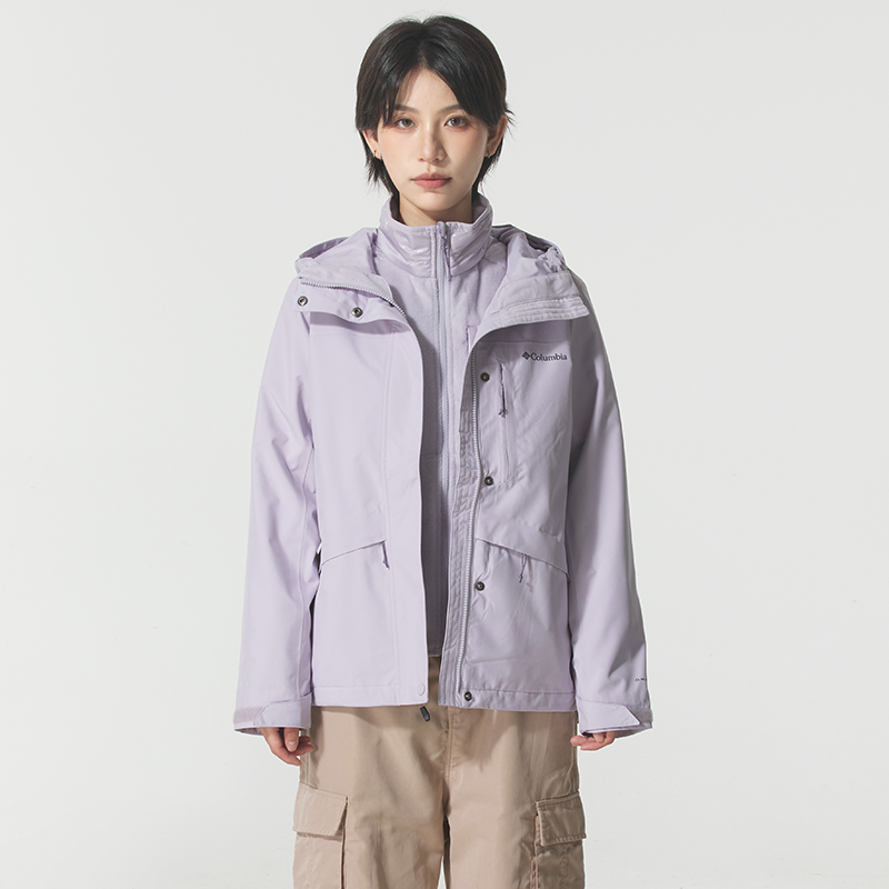 哥伦比亚三合一冲锋衣2025冬季新款女装热能抓绒内胆夹克运动外套