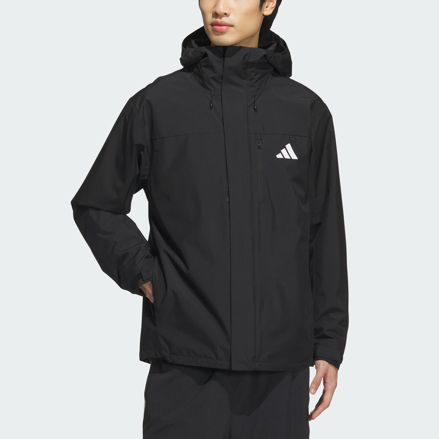 阿迪达斯男女外套Adidas冬新款户外三合一加绒连帽防风夹克JM9140