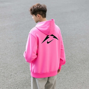 Nike耐克卫衣男粉色越野跑步保暖连帽衫针织运动休闲套头衫HJ3571