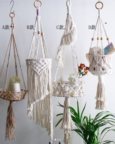 macrameins花店吊篮手工编织