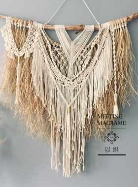 【芳菲】手工编织拉菲草挂毯macrame壁挂摩洛哥民宿酒店软装北欧