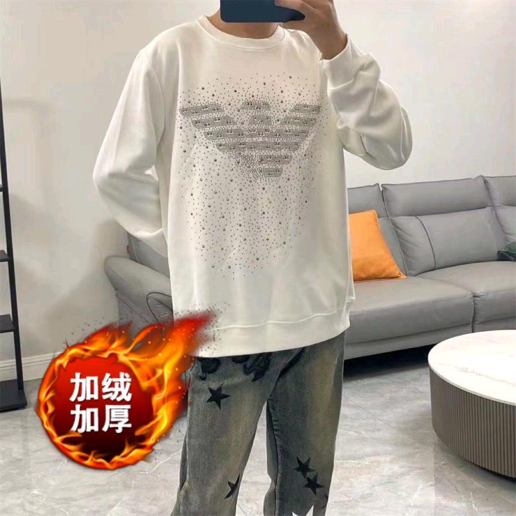 潮牌满天星烫钻加绒卫衣男士