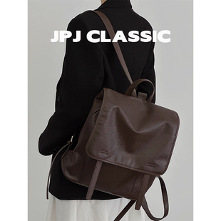 jpjclassic头层植鞣牛皮双肩背包女大容量旅游背包通勤软包城市风