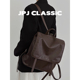 jpjclassic头层植鞣牛皮双肩背包女大容量旅游背包通勤软包城市风