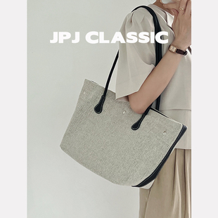 jpjclassic新款帆布托特包大容量购物袋休闲大包包百搭通勤腋下包
