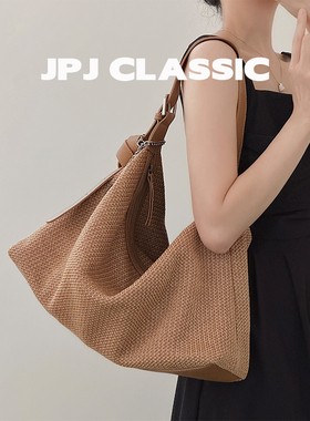 jpjclassic夏日新款草编休闲腋下包慵懒风单肩斜挎托特包通勤