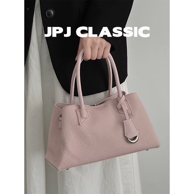 jpjclassic2026早春头层牛皮花园包女荔枝纹手提小包包单肩斜挎包