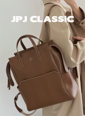 jpjclassic秋冬植鞣牛皮双肩包女大容量旅游背包时尚通勤包