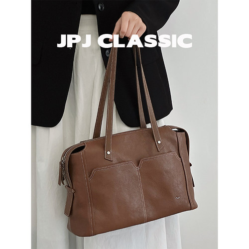 jpjclassic头层植鞣牛皮托特包