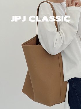 jpjclassic牛皮托特包女单肩大容量购物袋休闲慵懒风腋下包通勤包