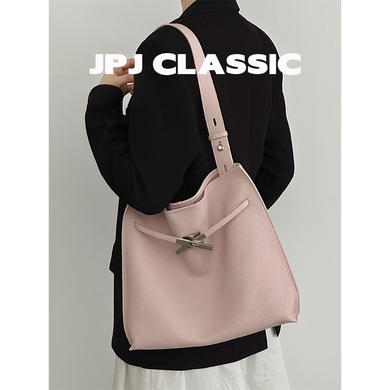 jpjclassic头层荔枝纹牛皮凯莉包女单肩斜挎通勤城市风软包托特包