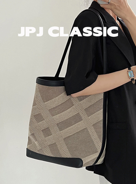 jpjclassic帆布托特包女单肩大容量购物袋休闲妈咪包通勤包腋下包