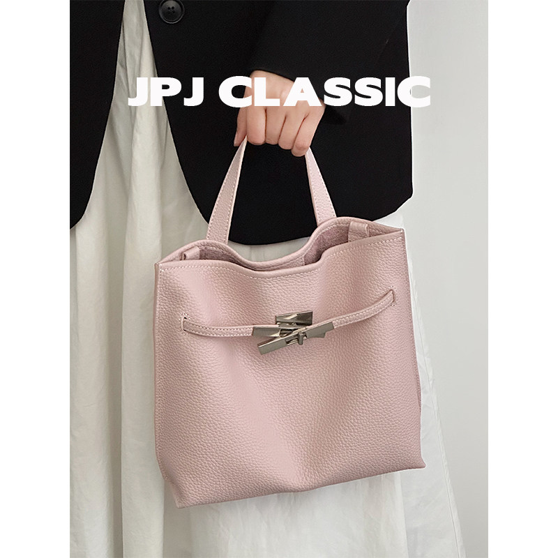 jpjclassic头层荔枝纹牛皮凯莉包女单肩斜挎通勤城市风软包托特包