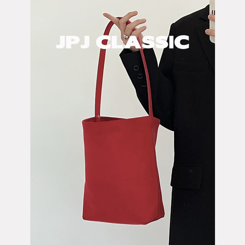 jpj慵懒风托特包牛皮女水桶包