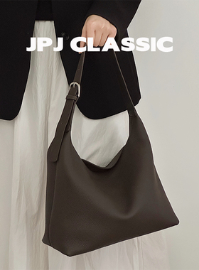 jpjclassic头层牛皮hobo饭盒包单肩斜挎水桶包女软包通勤腋下包