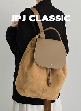 jpjclassic磨砂牛皮双肩背包女大容量通勤女包城市风旅游背包