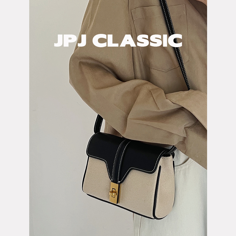 jpj帆布牛皮小方包手机包百搭