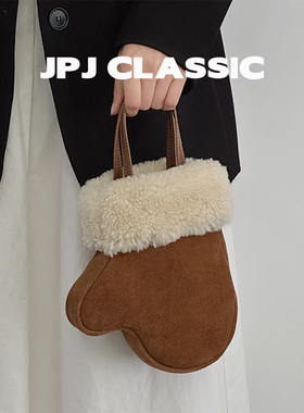 jpjclassic秋冬磨砂毛毛包福袋水桶包单肩斜挎可爱手机包百搭