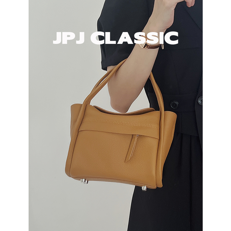 jpjclassic头层牛皮元宝包女单肩手拎包斜挎包简约菜篮子小众包包-封面