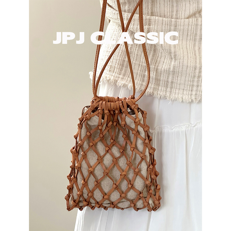 jpjclassic2025新款手工编织手机包夏日度假风镂空单肩斜挎小包包