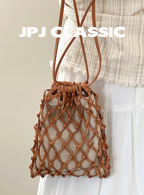 jpjclassic新款手工编织手机包夏日度假风镂空单肩斜挎小包包