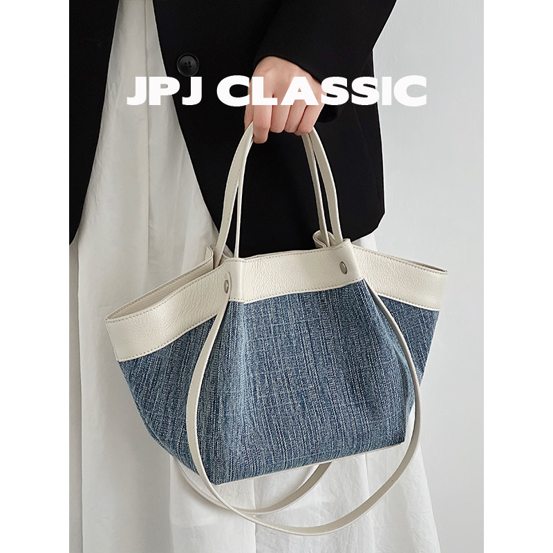 jpjclassic夏日牛仔包饺子包女单肩菜篮子托特包通勤包腋下翅膀包