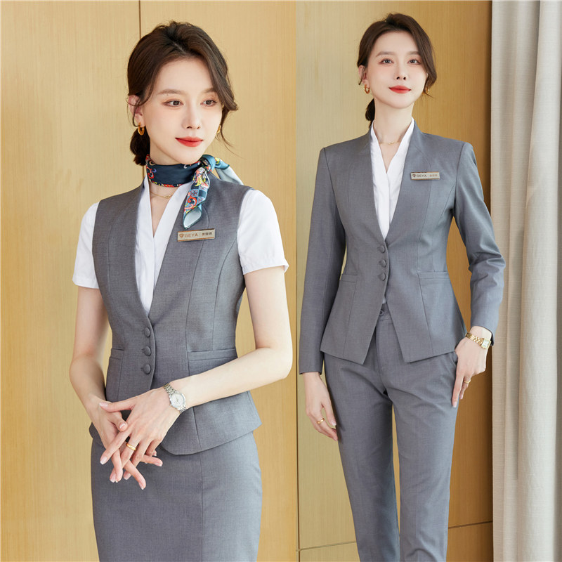 空姐制服职业套装女高端酒店前台接待工作装气质珠宝店工作服金店