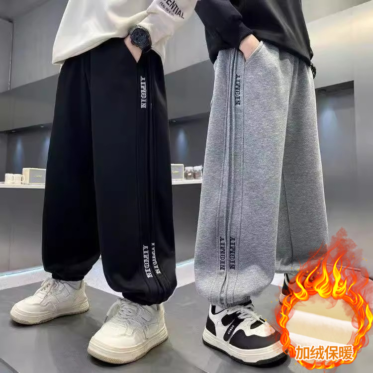 男童秋冬款运动裤中大童加绒卫裤