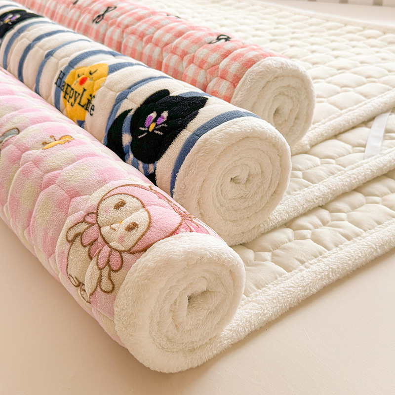 小清新牛奶绒床褥床垫子秋冬加厚保暖垫褥学生宿舍防滑珊瑚绒床单