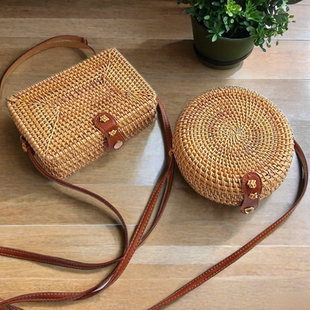 复古草编包带拉链手机包女斜挎迷你小包高级感编织藤编斜挎包女