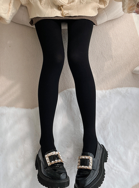 棉质黑色连裤袜高腰收腹提臀微压瘦腿袜黑灰色春秋美腿袜子女300D