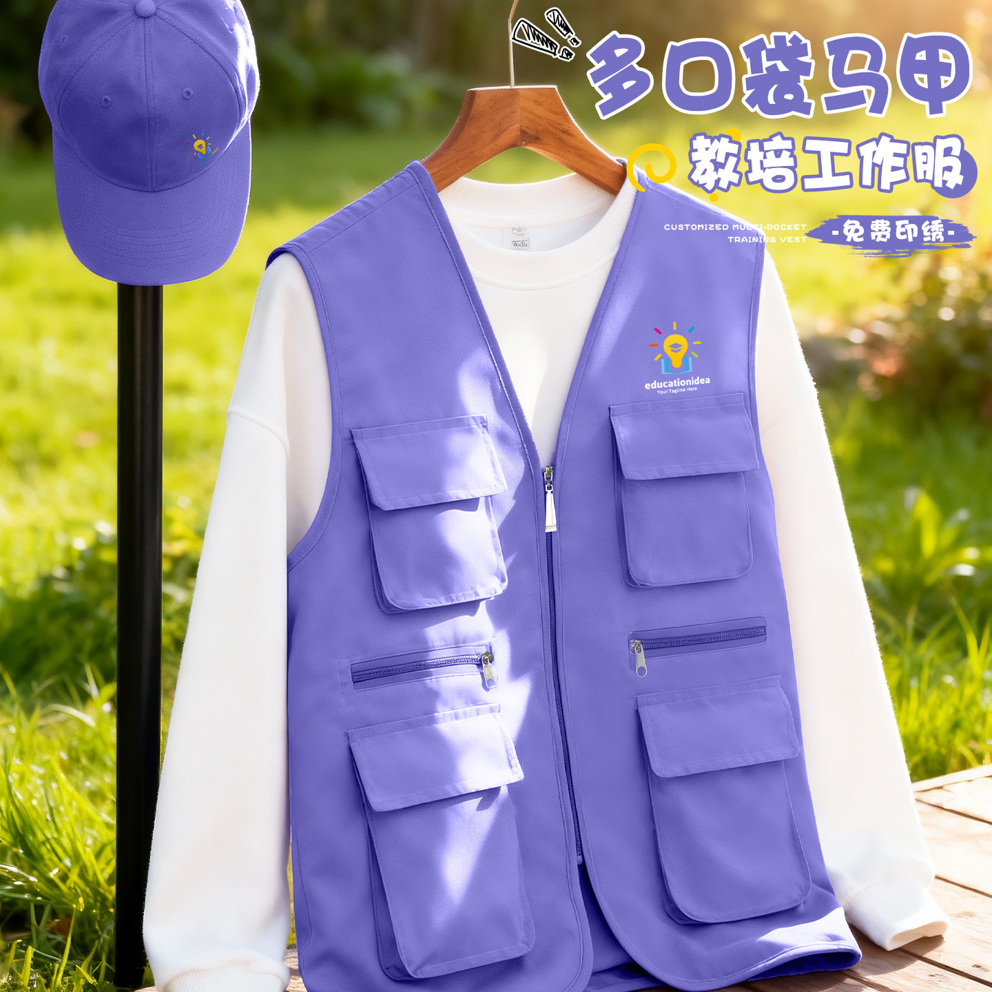 教培马甲定制工作服印logo托管班招生办培训机构团体工装宣传背心