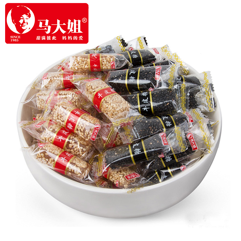 马大姐芝麻牛皮糖500g特产芝麻味牛筋软糖年货婚庆休闲喜糖果零食